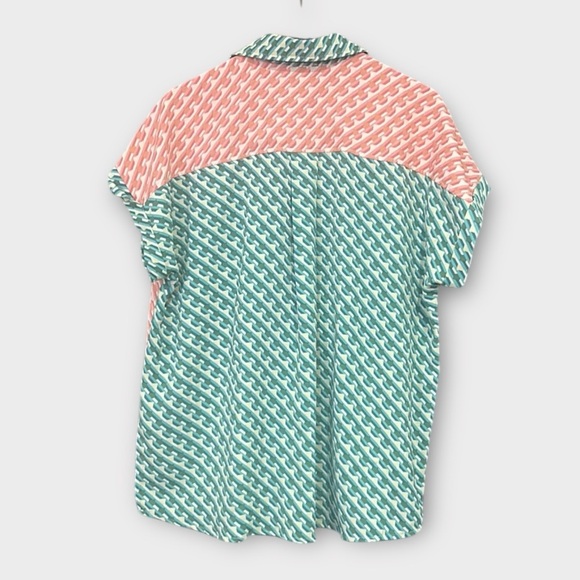 Entro Geometric Pattern Boxy Loose Fit Short Sleeve Top Size Small - Picture 2 of 14